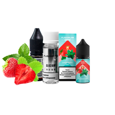 Набір для самозамішування рідини Flavorlab Ripe Strawberry Mint (Полуниця М'ята, 50 мг, 30 мл)