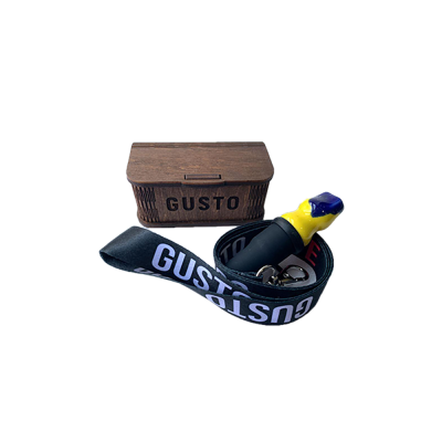 Персональний мундштук із кераміки Gusto зі стрічкою Gusto Life (Жовто-синій)