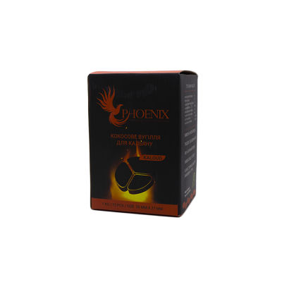 Кокосове вугілля для кальяну Phoenix Kaloud (1 кг, 72 шт, сегмент)